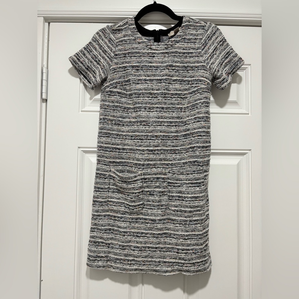 LOFT Black and White Textured Mini Dress